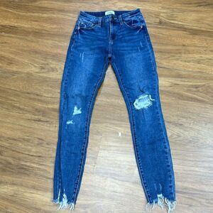 Pistola Special A Skinny Distressed Jeans Women's Dark Wash Sz 25 Mid Rise